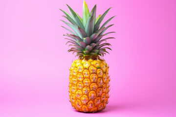 Single pineapple, pastel color isolated background