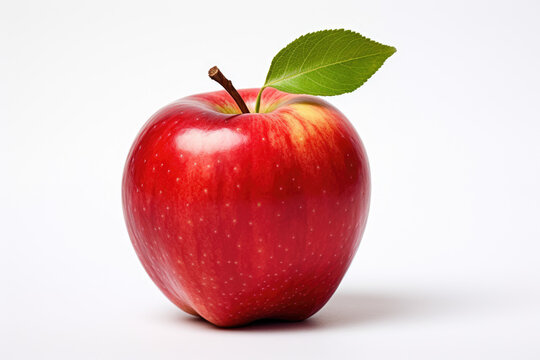 Single red apple, isolated white background