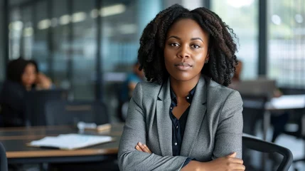 Fotobehang Black woman in a leadership position in a male-dominated field. Breaking Stereotypes, Women's Day Concept. © MdKamrul