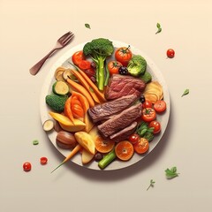 Plate of Juicy Steak with Roasted Vegetables