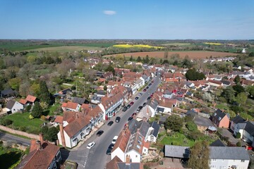 Fototapeta na wymiar Great Bardfield village in Essex UK drone aerial view