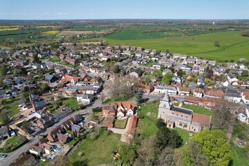 Wethersfield Village Essex UK drone aerial view  high angle.