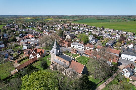 Wethersfield Village centre  Essex UK drone aerial view