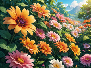 Beautiful Background With Beautiful Flowers