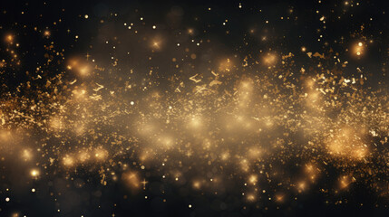 Sky textured space background with gold glittering defocused lights