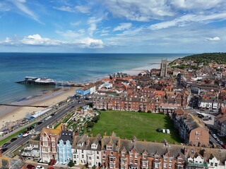 Cromer seaside town Norfolk UK drone,aerial