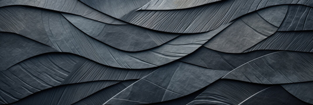 Slate stone wall pattern panoramic banner background