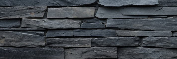 Fototapeta premium Slate stone wall pattern panoramic banner background