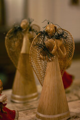 the figure of an angel is reflected in the mirror