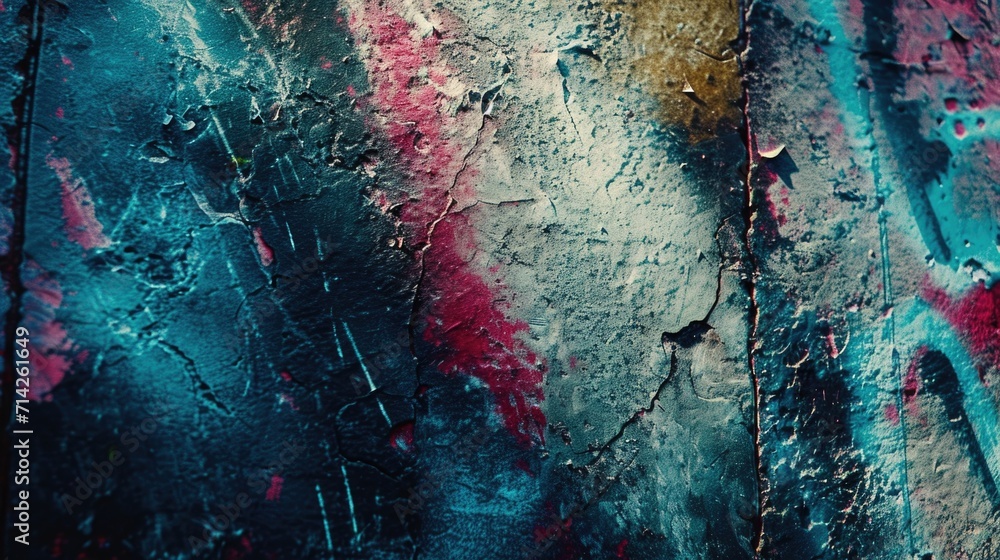 Poster a detailed view of a wall with paint on it. perfect for backgrounds or texture overlays