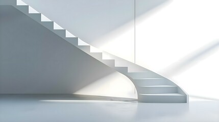 a white staircase in a room with a white wall