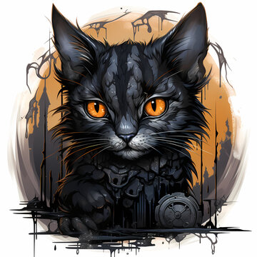 Character Cat police SWAT in officer's cap and in the uniform.