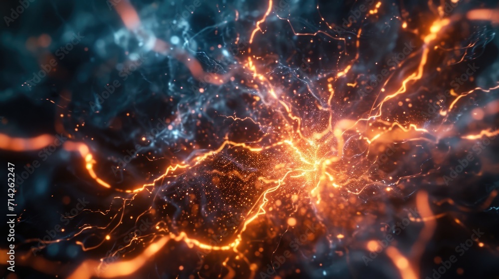 Poster A close-up view of a fire with sparks. Perfect for adding an element of warmth and energy to your designs