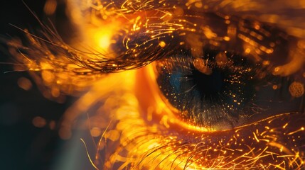 A detailed close-up of a person's eye with sparkling effects. Perfect for adding a touch of magic and glamour to any project