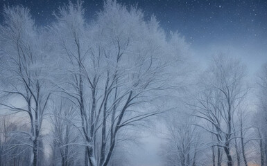 Obraz na płótnie Canvas Snow and snowy wooded forest winter background