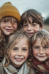 Fototapeta premium A group of young children standing next to each other. Suitable for various uses