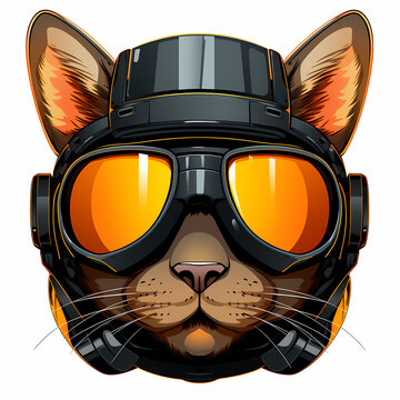 Character Cat police SWAT in officer's cap and in the uniform.