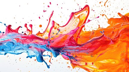 Close up of a vibrant liquid splash on a clean white surface. Perfect for adding a pop of color and...