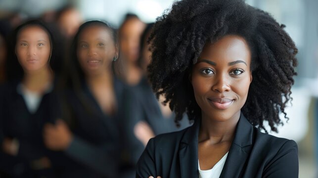 Black woman in a leadership position in a male-dominated field. Breaking Stereotypes, Women's Day Concept.