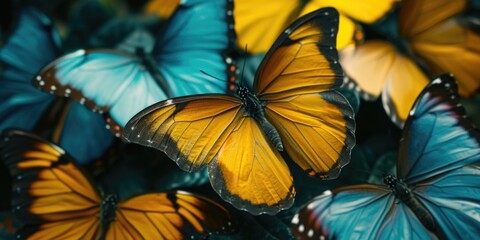 A close-up view of a bunch of butterflies. Perfect for nature enthusiasts and butterfly lovers