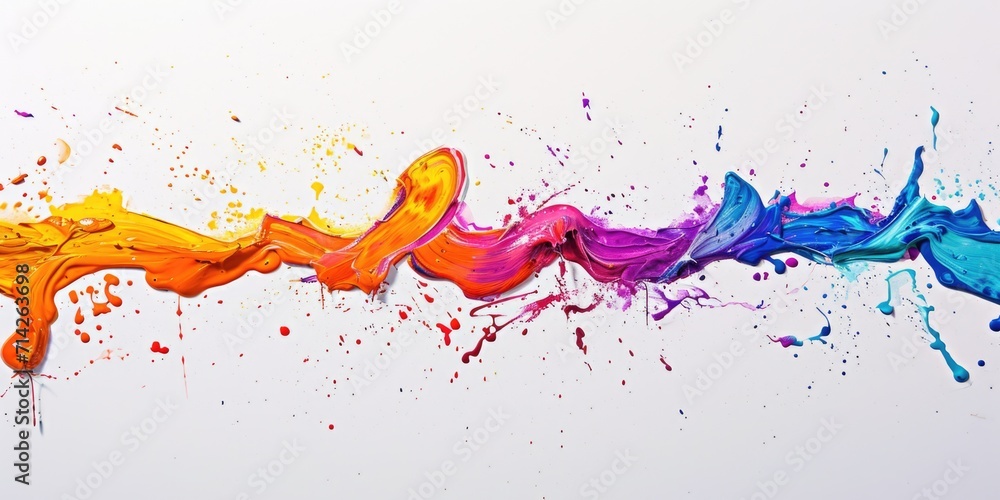 Poster colorful paint splatters on a white surface. suitable for artistic projects and design concepts