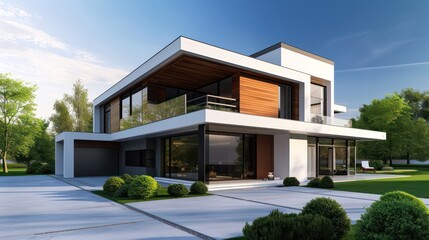 Fototapeta na wymiar Inspirational modern house concepts tailored for business rentals, homes for sale, and advertisements promoting luxurious and modern living spaces. 