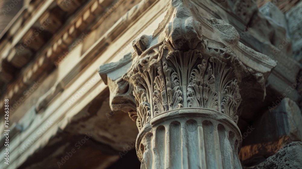 Aufkleber A close up view of a pillar with a clock. Perfect for adding a touch of elegance and sophistication to any project