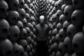 Obraz premium Social anxiety surreal background