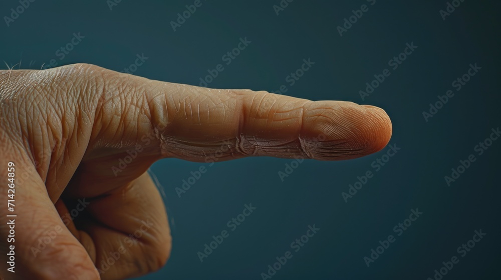 Poster a close-up image of a person's finger showing a clear and distinct finger print. this picture can be