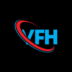 VFH logo. VFH letter. VFH letter logo design. Initials VFH logo linked with circle and uppercase monogram logo. VFH typography for technology, business and real estate brand.