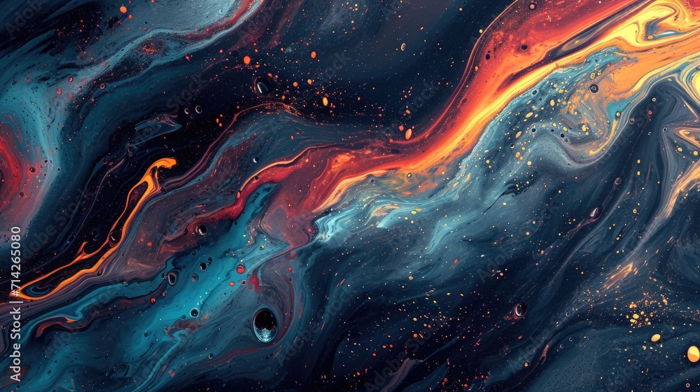 Aufkleber A detailed close-up view of a fluid painting on a surface. This abstract artwork can be used for various creative projects