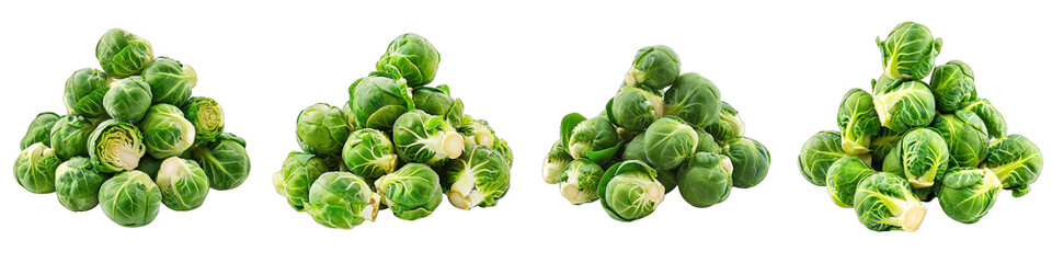 Brussels sprouts Vegetables Pile Of Heap Of Piled Up Together Hyperrealistic Highly Detailed Isolated On Transparent Background Png File