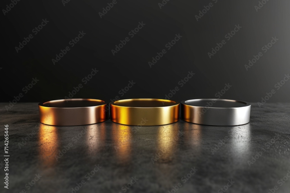 Poster three rings placed on a table, suitable for various occasions