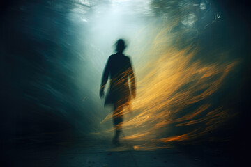 Somnambulism or sleepwalking concept abstract design