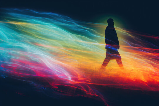 Somnambulism or sleepwalking abstract background