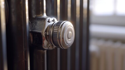 A detailed view of a metal door handle. This image can be used to depict security, access, or home improvement concepts