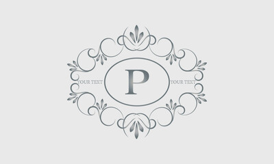 Luxury logo design for hotel, heraldry, business, illustration, restaurant and others with letter P. Vector illustration.