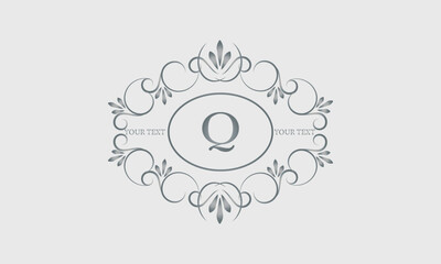 Luxury logo design for hotel, heraldry, business, illustration, restaurant and others with letter Q. Vector illustration.