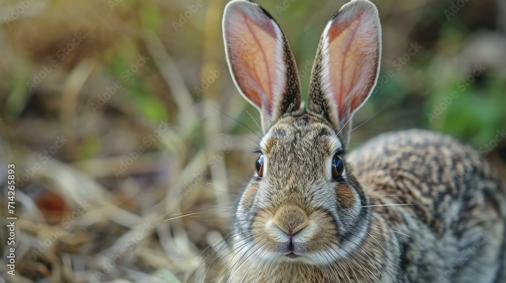 Poster a close up shot of a rabbit in the grass. perfect for nature and wildlife enthusiasts