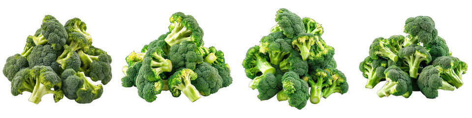 Broccoli Vegetables Pile Of Heap Of Piled Up Together Hyperrealistic Highly Detailed Isolated On Transparent Background Png File