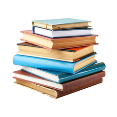 A stack of books sitting on top of each other on a transparent background png isolated