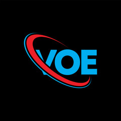 VOE logo. VOE letter. VOE letter logo design. Initials VOE logo linked with circle and uppercase monogram logo. VOE typography for technology, business and real estate brand.