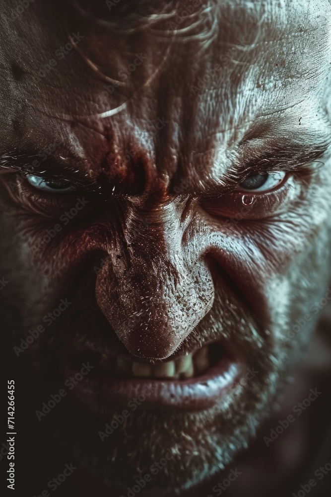 Poster a detailed view of a man's face showing prominent wrinkles. perfect for illustrating the effects of 