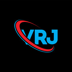 VRJ logo. VRJ letter. VRJ letter logo design. Initials VRJ logo linked with circle and uppercase monogram logo. VRJ typography for technology, business and real estate brand.