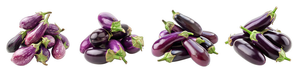 Brinjal Eggplant Vegetables Pile Of Heap Of Piled Up Together Hyperrealistic Highly Detailed Isolated On Transparent Background Png File