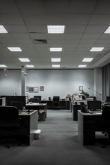 Fototapeta premium Spacious corporate office and desk partitions