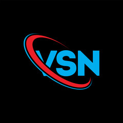 VSN logo. VSN letter. VSN letter logo design. Initials VSN logo linked with circle and uppercase monogram logo. VSN typography for technology, business and real estate brand.