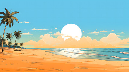 Fototapeta na wymiar Seaside Serenity: A Mesmerizing Sunset Palette by the Shore
