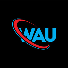 WAU logo. WAU letter. WAU letter logo design. Intitials WAU logo linked with circle and uppercase monogram logo. WAU typography for technology, business and real estate brand.