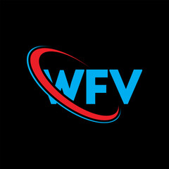 WFV logo. WFV letter. WFV letter logo design. Initials WFV logo linked with circle and uppercase monogram logo. WFV typography for technology, business and real estate brand.